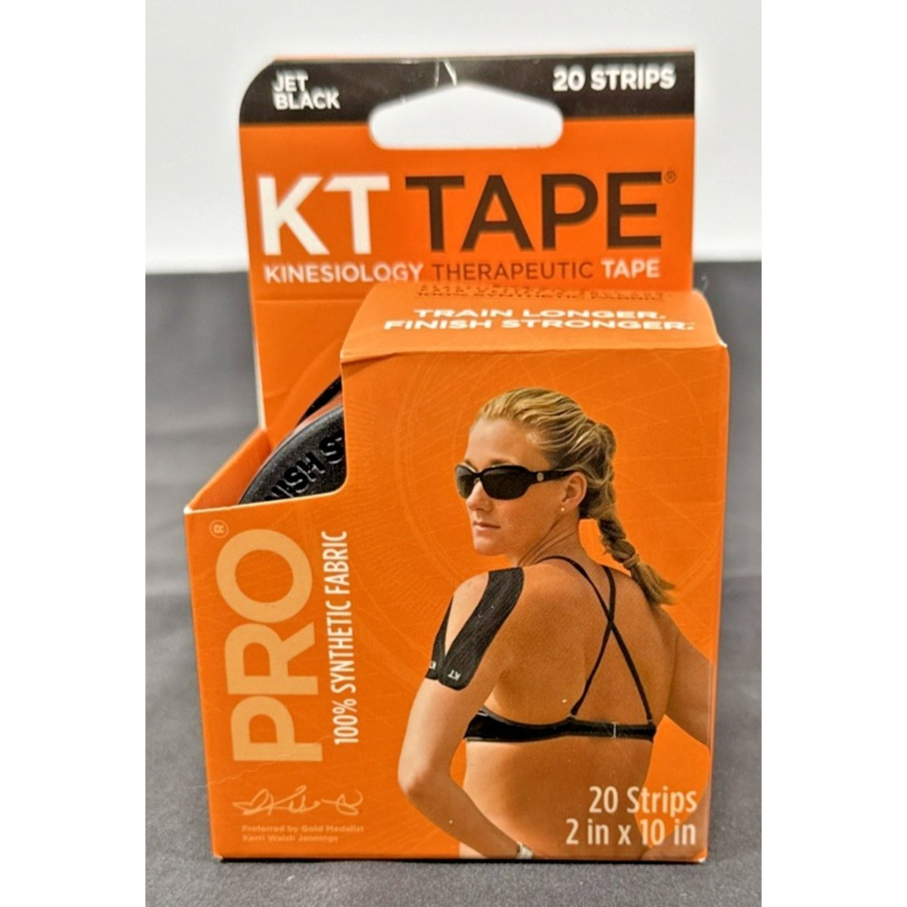 KT Tape Pro Kinesiology Therapeutic Tape 20 Strips Jet Black Synthetic
